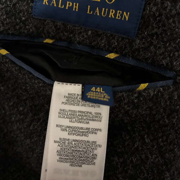 BNWOT Polo Ralph Lauren Unstructured Charcoal Grey Sport Coat/Blazer - 44 - Picture 5 of 12
